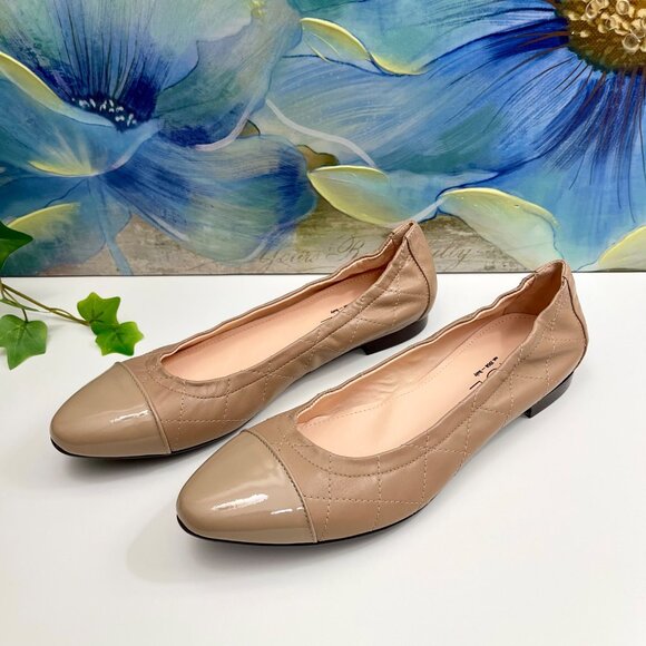 Agl Naomi Natural Quilted Cap Toe Ballet Flat Size 38.5 / US 8.5 - Picture 4 of 13